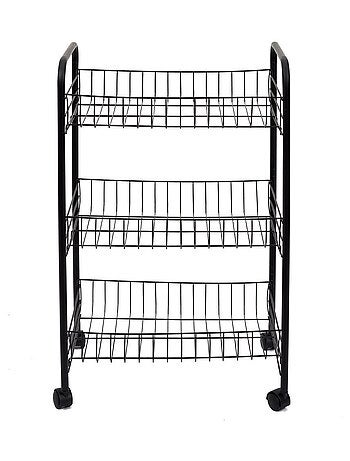 Desserte à roulettes 3 niveaux noire