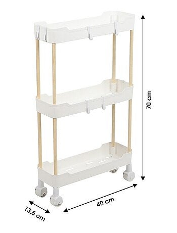 Desserte à roulettes 3 niveaux pour espaces étroits