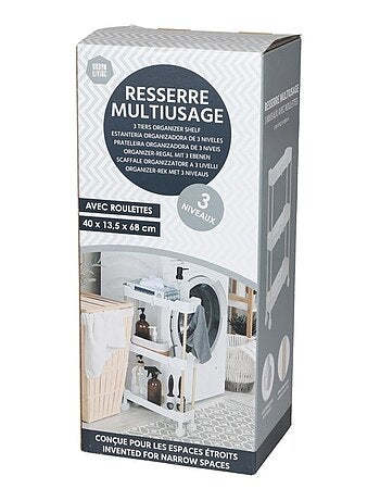 Desserte à roulettes 3 niveaux pour espaces étroits