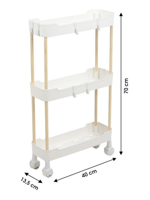 Desserte à roulettes 3 niveaux pour espaces étroits - Kiabi