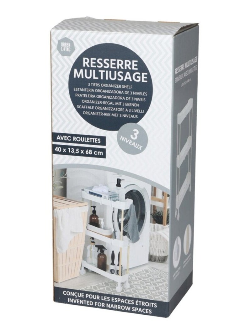 Desserte à roulettes 3 niveaux pour espaces étroits Blanc - Kiabi