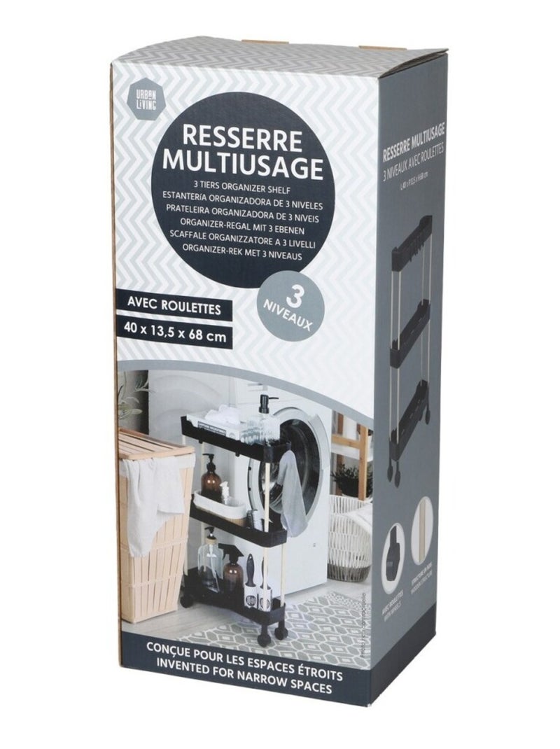 Desserte à roulettes 3 niveaux pour espaces étroits Noir - Kiabi