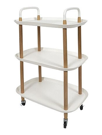 Desserte à roulettes 3 plateaux blanche