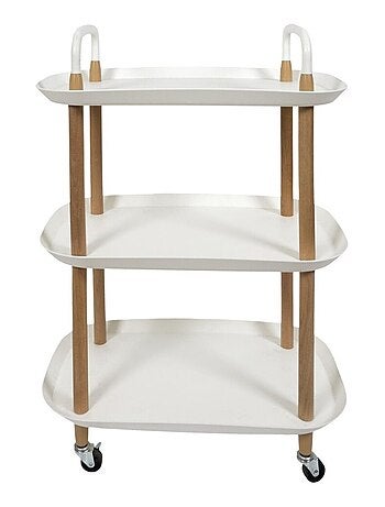 Desserte à roulettes 3 plateaux blanche