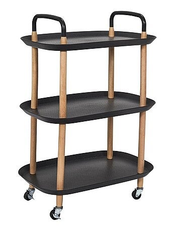 Desserte à roulettes 3 plateaux noir