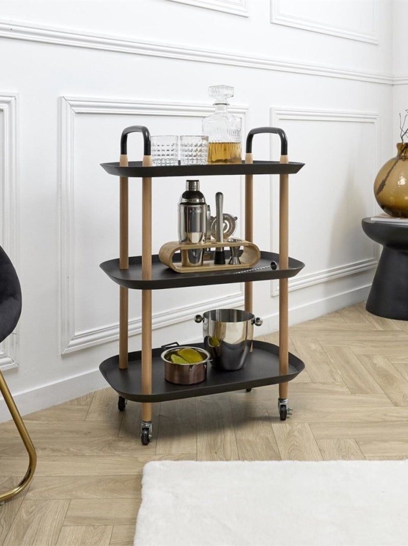 Desserte à roulettes 3 plateaux noir Noir - Kiabi