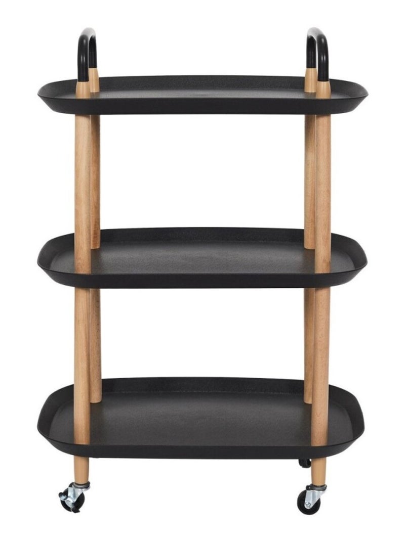 Desserte à roulettes 3 plateaux noir Noir - Kiabi