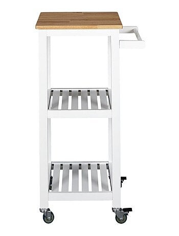 Desserte à roulettes blanche 3 niveaux avec porte torchons
