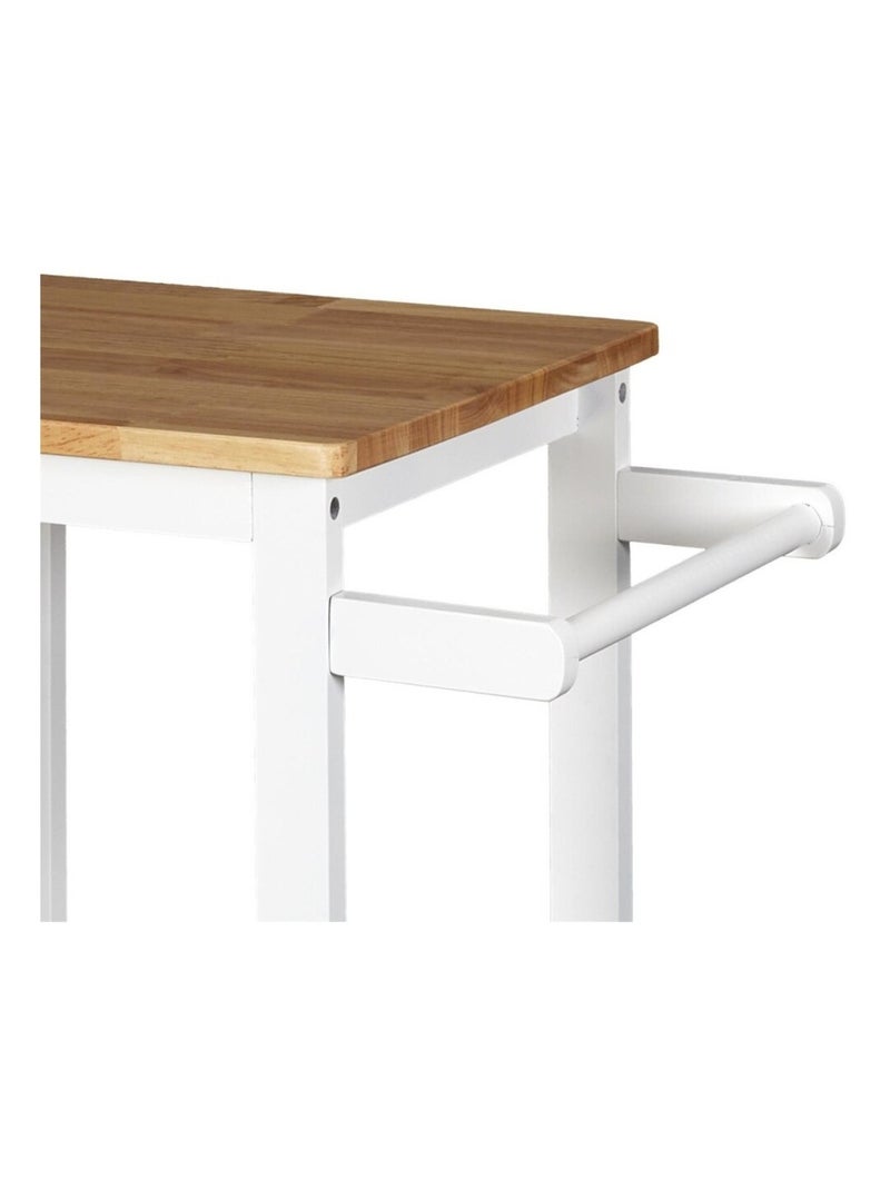 Desserte à roulettes blanche 3 niveaux avec porte torchons Blanc - Kiabi