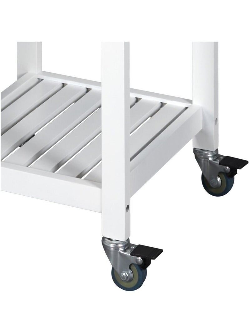 Desserte à roulettes blanche 3 niveaux avec porte torchons Blanc - Kiabi