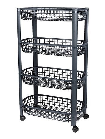 Desserte à roulettes en plastique 4 niveaux