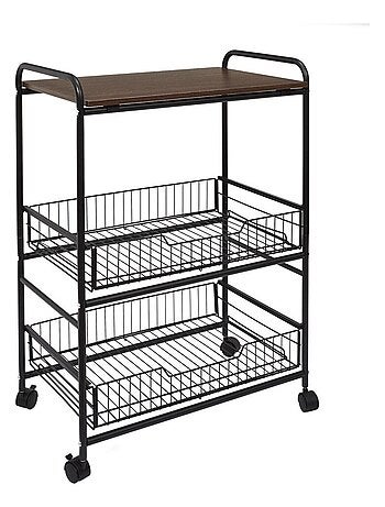 Desserte à roulettes étagère 2 tiroirs