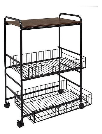 Desserte à roulettes étagère 2 tiroirs