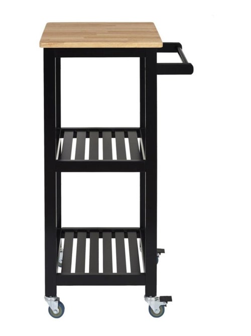 Desserte à roulettes noire 3 niveaux avec porte torchons - Kiabi