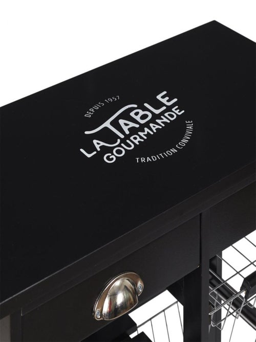Desserte à roulettes noire 3 paniers et 2 étagères - Kiabi