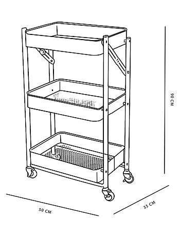 Desserte à roulettes sur 3 niveaux métal EQUIPMENT