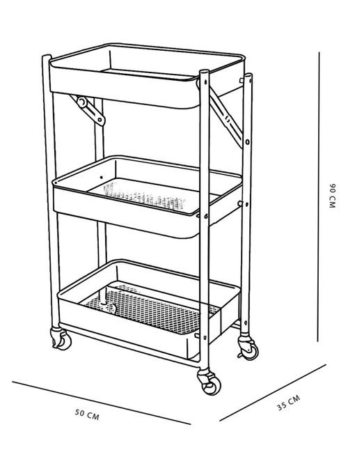 Desserte à roulettes sur 3 niveaux métal EQUIPMENT - Kiabi