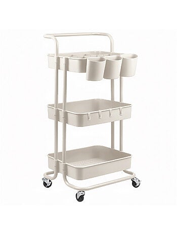 Desserte, chariot de rangement à roulettes avec poignée - 3 étagères - Vivezen
