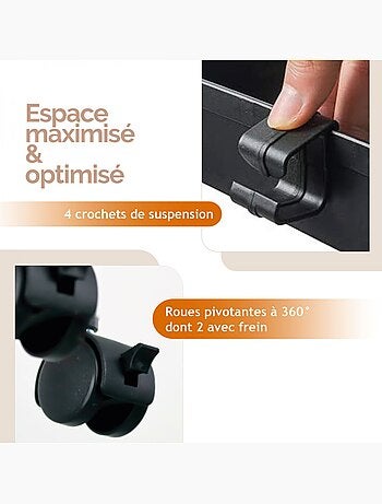 Desserte, chariot de rangement à roulettes étroit - 4 étagères - Linxor
