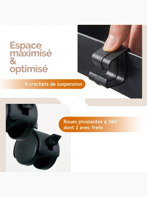 Desserte, chariot de rangement à roulettes étroit - 4 étagères - Linxor - Kiabi