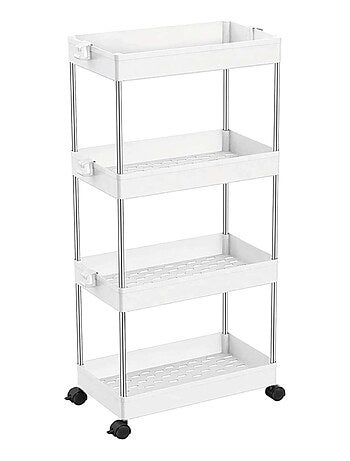 Desserte, chariot de rangement à roulettes large - 4 étagères - Linxor