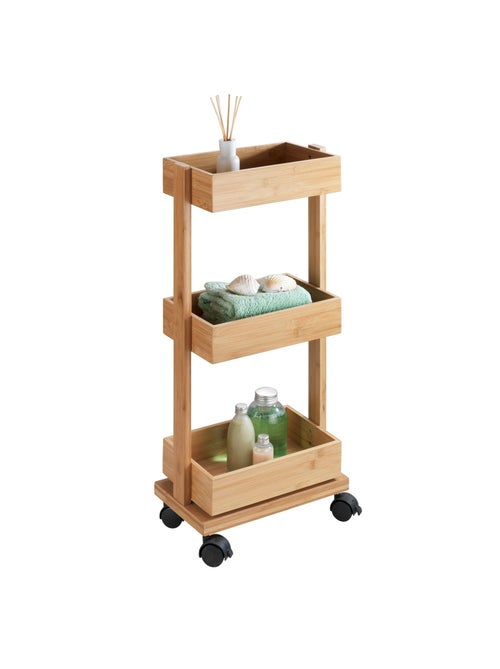 Desserte de salle de bain en bambou Tortona - L. 31 x H. 71 cm - Marron - Kiabi