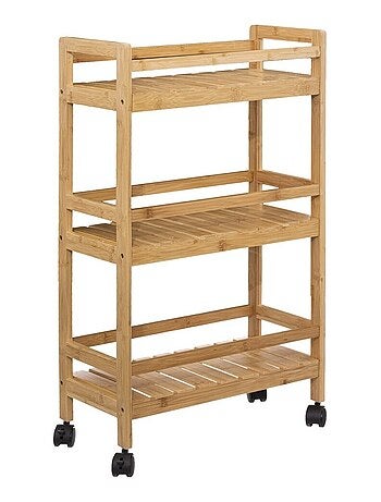 Desserte roulettes 3 niveaux bambou Linha