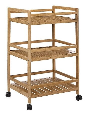 Desserte roulettes 3 niveaux bambou Linha