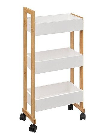 Desserte roulettes 3 niveaux blanc Natureo