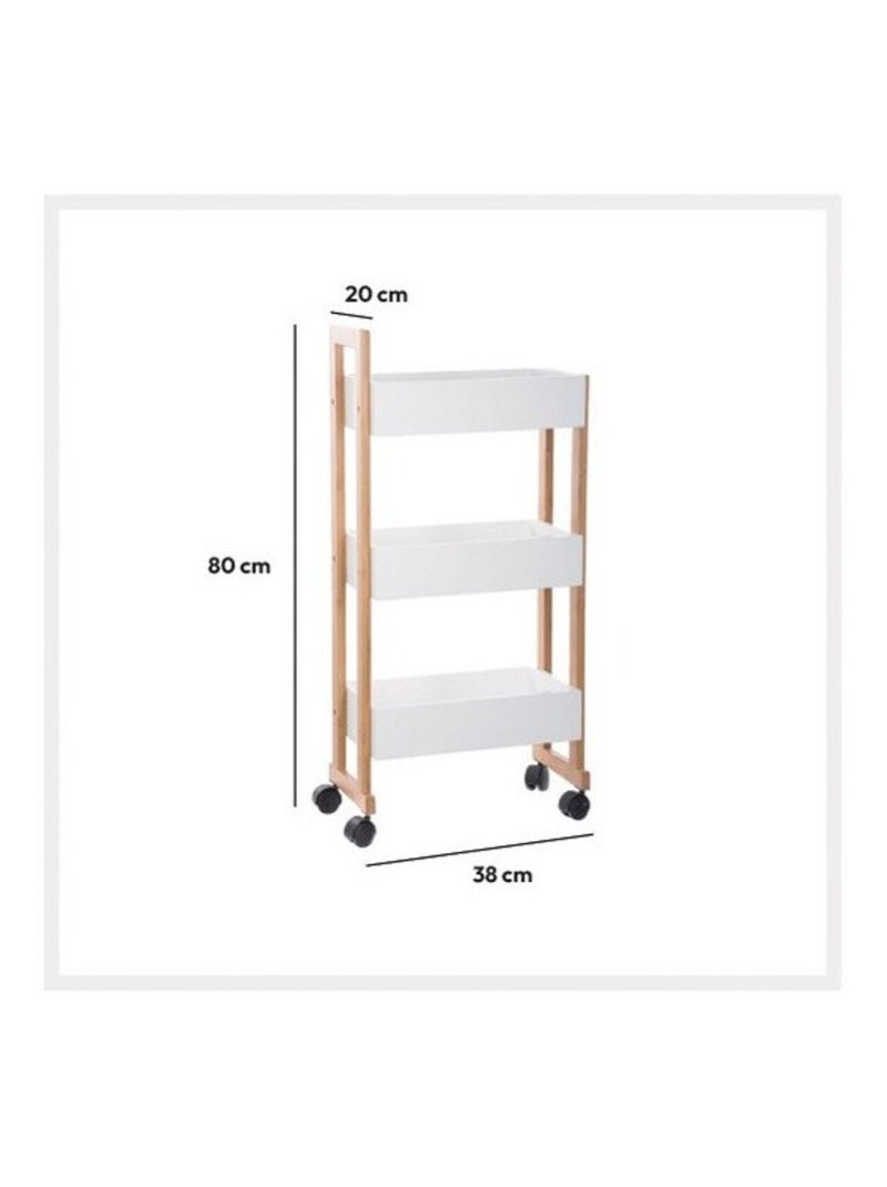 Desserte roulettes 3 niveaux blanc Natureo Blanc - Kiabi