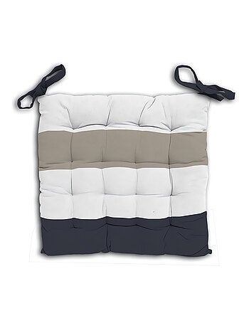 Dessus de chaise capitonné en coton 40x40x5 cm ESPRIT MARIN, par Soleil d'Ocre