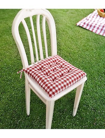 Dessus de chaise capitonné en coton 40x40x5 cm VICHY, par Soleil d'Ocre