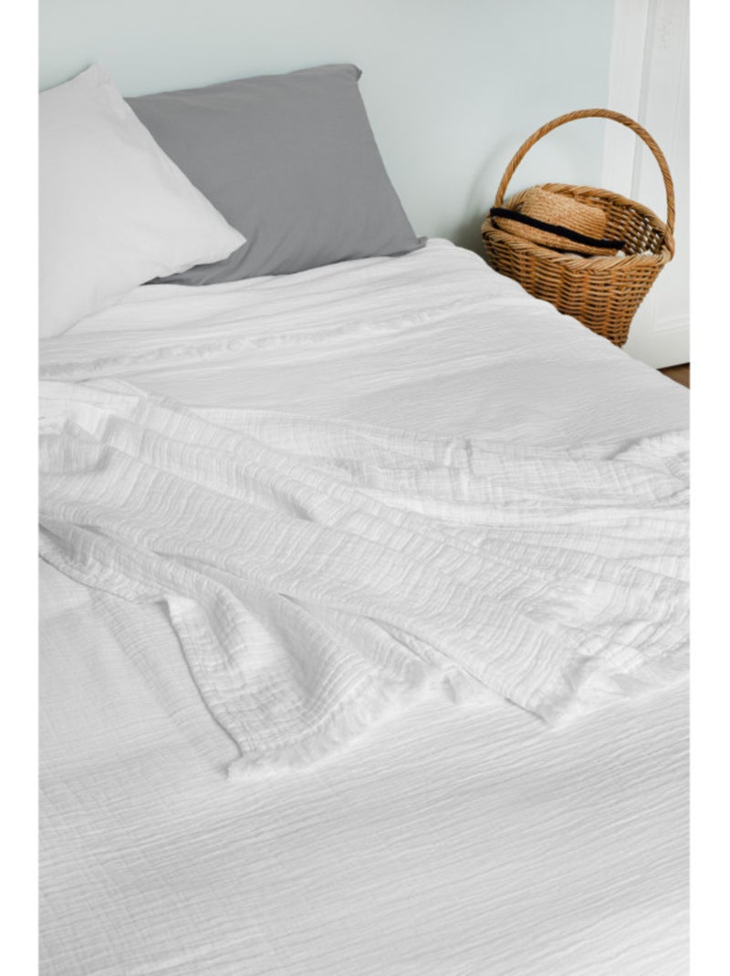 Dessus de lit - toison d'or - 100% double gaze de coton 300 gr/m² Blanc - Kiabi