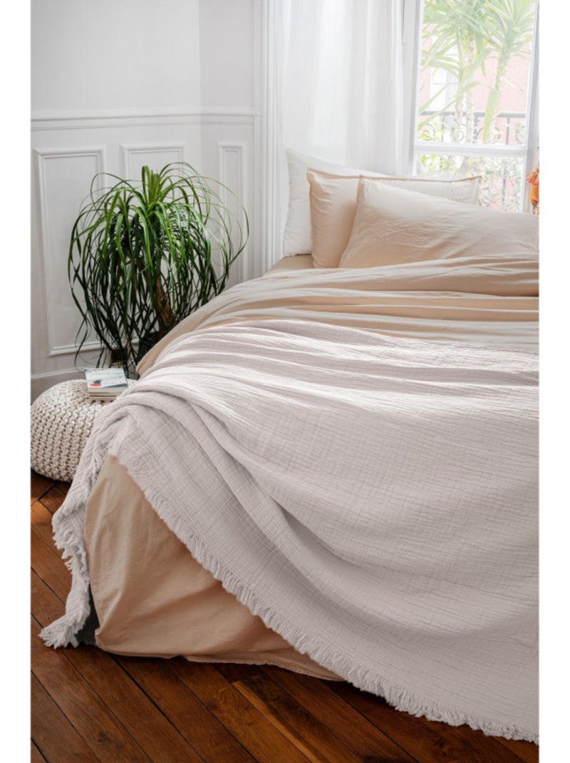 Dessus de lit - toison d'or - 100% double gaze de coton 300 gr/m² Blanc - Kiabi
