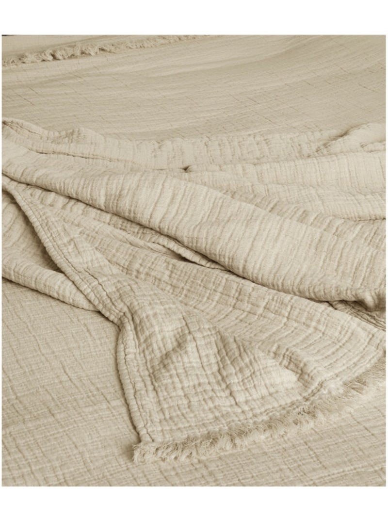 Dessus de lit - toison d'or - 100% double gaze de coton 300 gr/m² Gris moyen - Kiabi