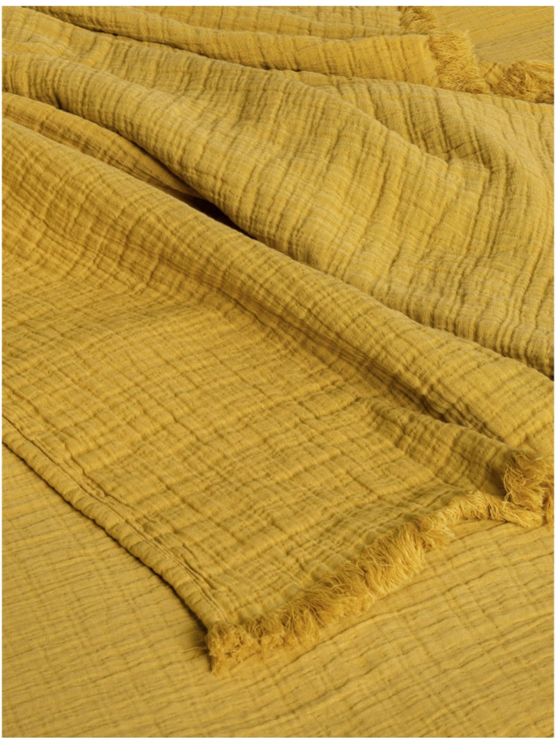Dessus de lit - toison d'or - 100% double gaze de coton 300 gr/m² Miel - Kiabi