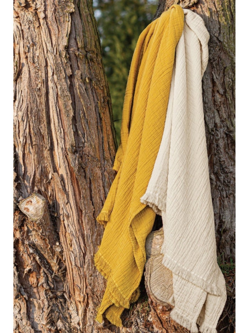 Dessus de lit - toison d'or - 100% double gaze de coton 300 gr/m² Miel - Kiabi