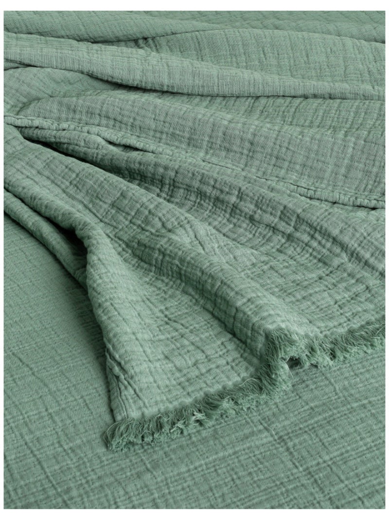 Dessus de lit - toison d'or - 100% double gaze de coton 300 gr/m² Vert foncé - Kiabi