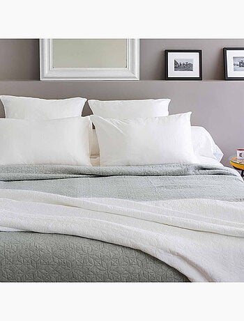 Dessus de lit 180x250 cm piqué de coton GUETHARY blanc, par Toison d'or