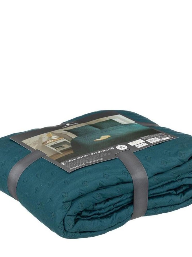 Dessus de lit 240x260 Kalia bleu + 2 taies Bleu - Kiabi