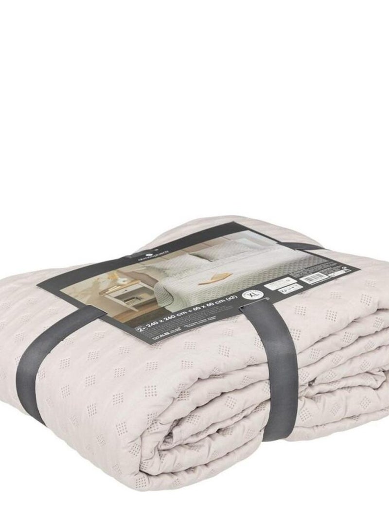 Dessus de lit 240x260 Kalia lin + 2 taies Beige - Kiabi