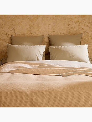 Dessus de lit coton et lin mélangés CABOURG naturel