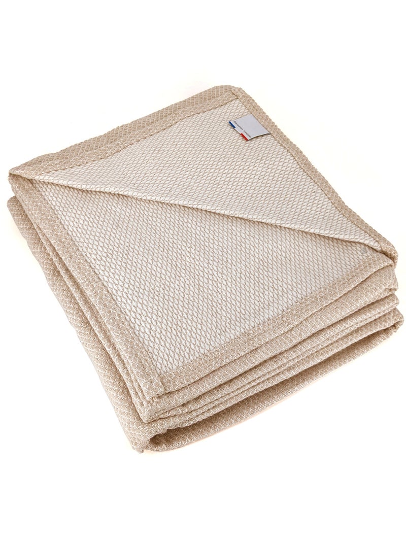 Dessus de lit coton et lin mélangés CABOURG naturel Blanc cassé - Kiabi