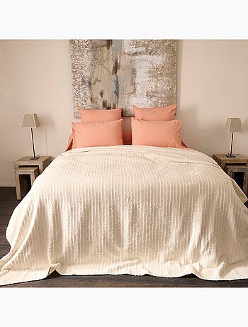 Dessus de lit coton et lin mélangés ETRETAT naturel