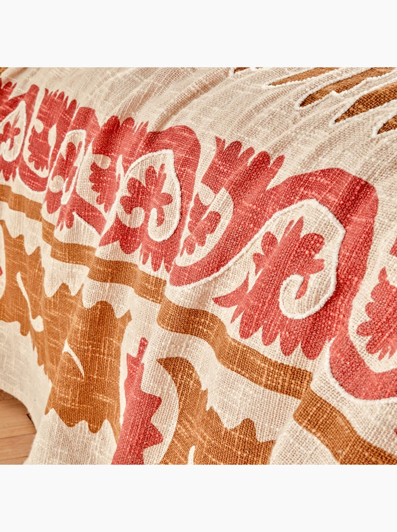 Dessus de lit coton motif ethnique Orange - Kiabi