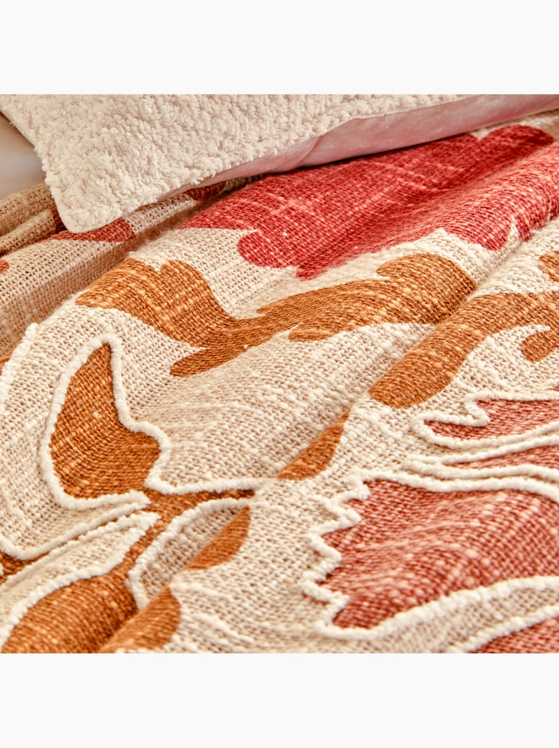Dessus de lit coton motif ethnique Orange - Kiabi