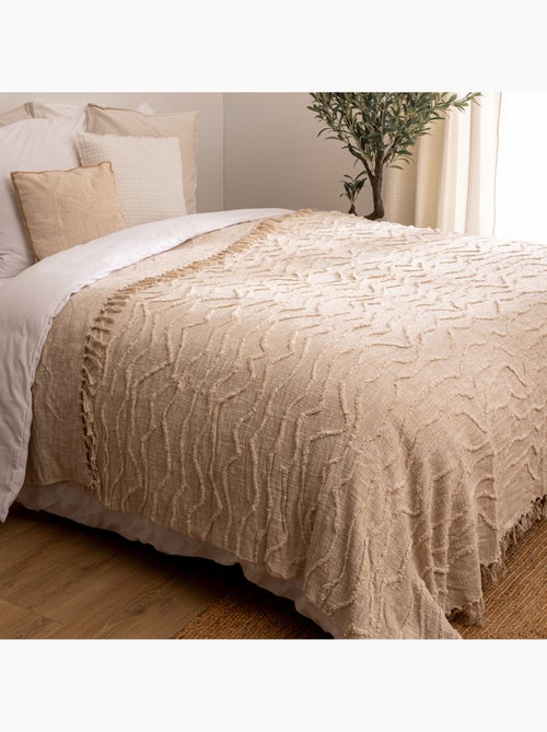 Dessus de lit en coton à franges et motifs brodés DAISY - Kiabi