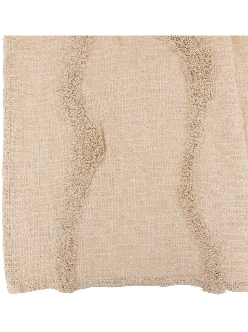 Dessus de lit en coton à franges et motifs brodés DAISY Beige - Kiabi