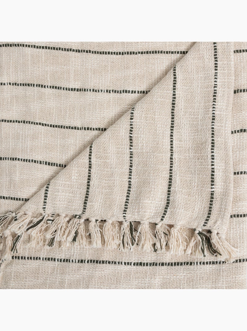 Dessus de lit en coton à franges LUISA Beige - Kiabi
