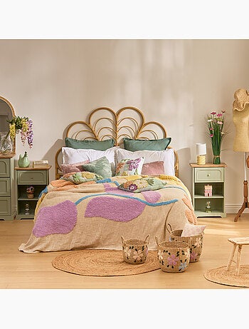 Dessus de lit en coton à motif floral tufté